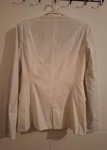 Düğmeli Beyaz Kadın Blazer Ceket - Görsel 3