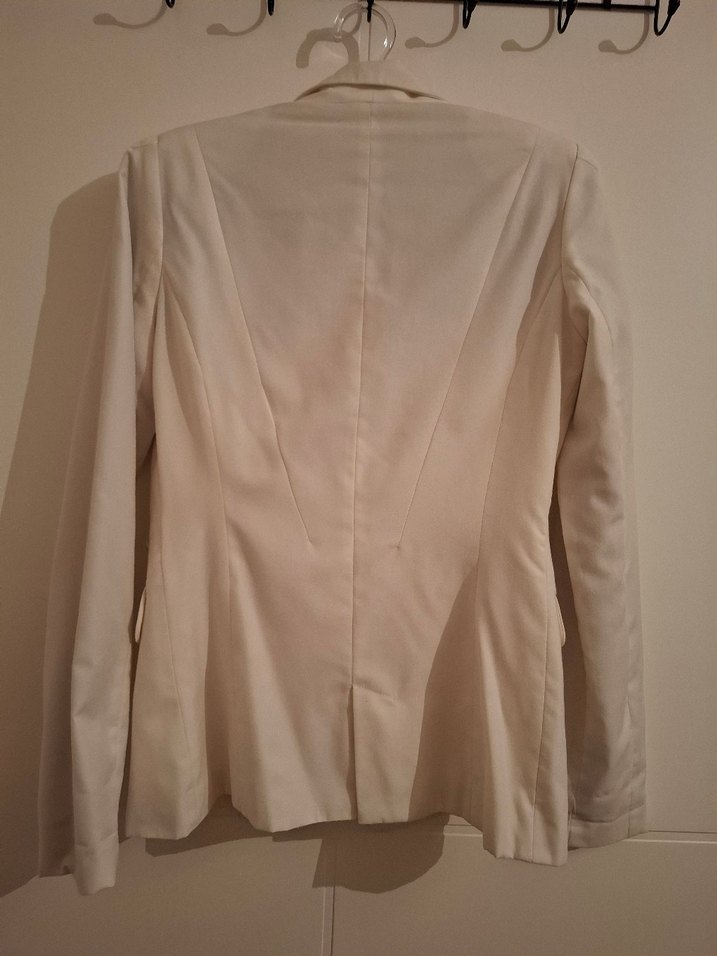 Düğmeli Beyaz Kadın Blazer Ceket - Görsel 3