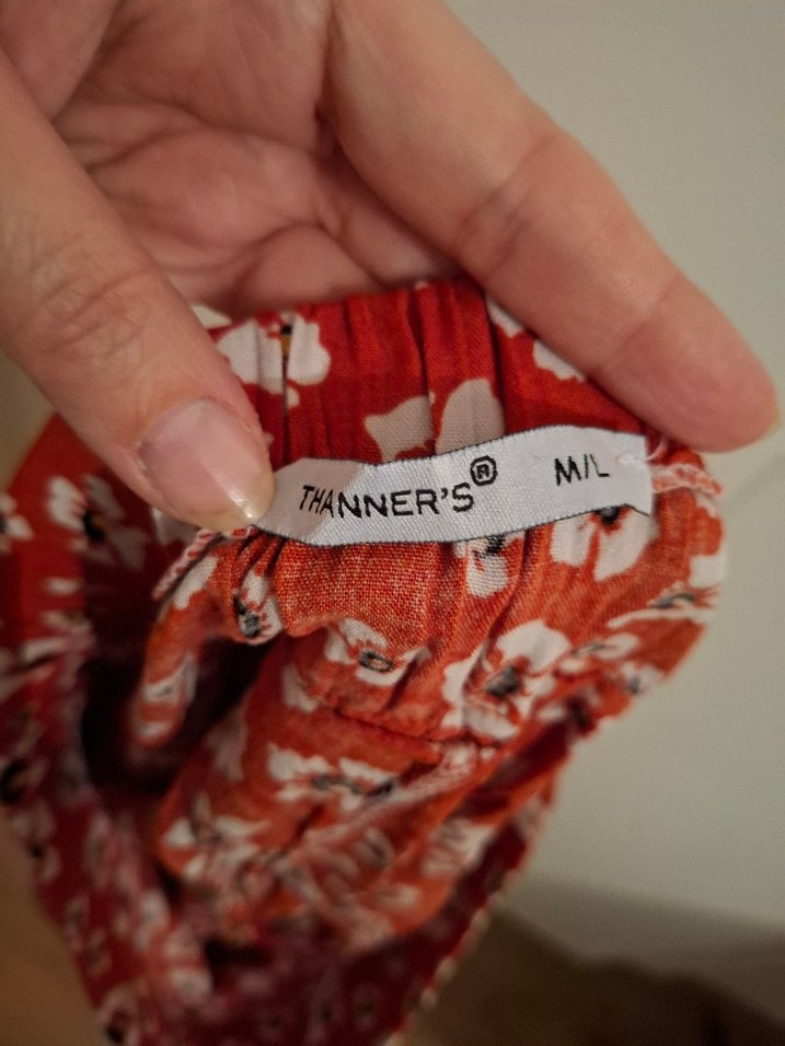 Kırmızı Desenli Volanlı Mini şort Etek - Görsel 5