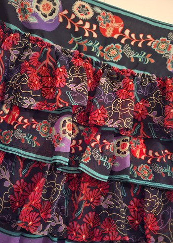 Bohem Çok Renkli Fırfırlı Mini Etek - Görsel 4