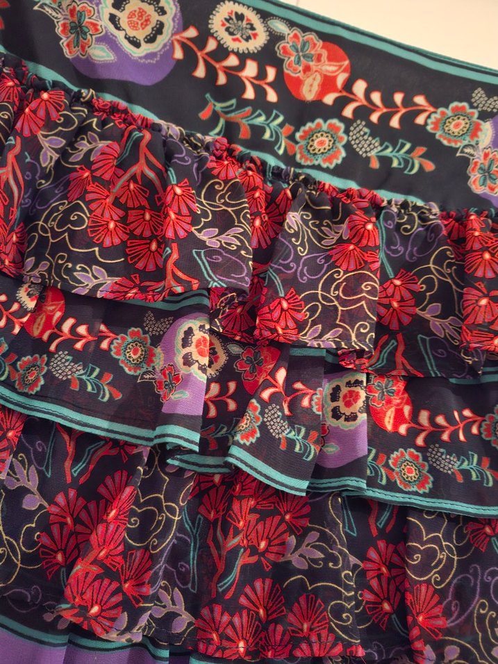 Bohem Çok Renkli Fırfırlı Mini Etek - Görsel 4