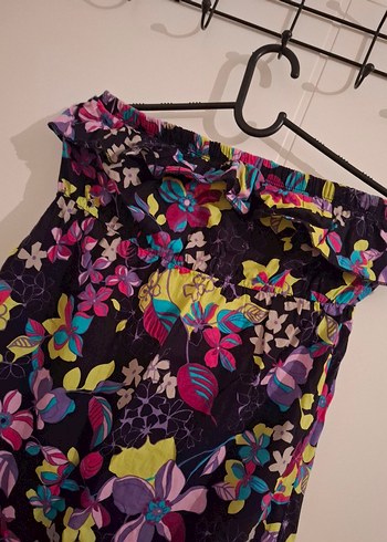 Çiçek Desenli Uzun Straplez Bohem Elbise - Görsel 4