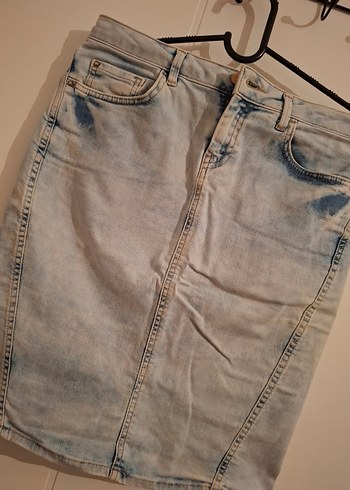 Gri Midi Denim Etek - Görsel 4