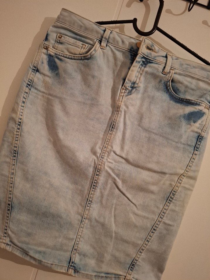 Gri Midi Denim Etek - Görsel 4