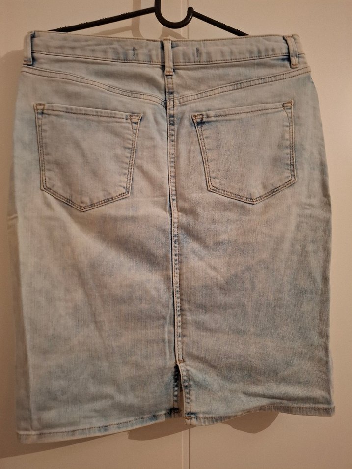 Gri Midi Denim Etek - Görsel 2