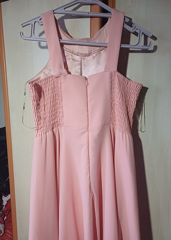 Pembe Drapeli Uzun Abiye Elbise - Görsel 3