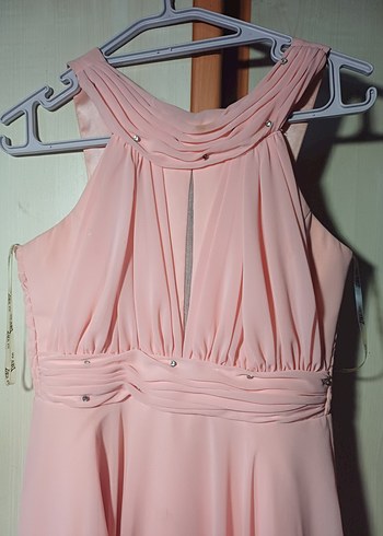 Pembe Drapeli Uzun Abiye Elbise - Görsel 2