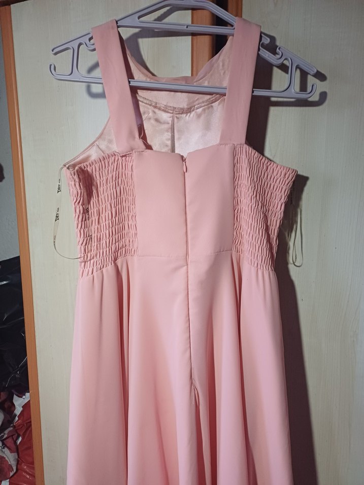 Pembe Drapeli Uzun Abiye Elbise - Görsel 3