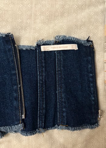 Kadın Lacivert Kemerli Denim Bustiyer - Görsel 4