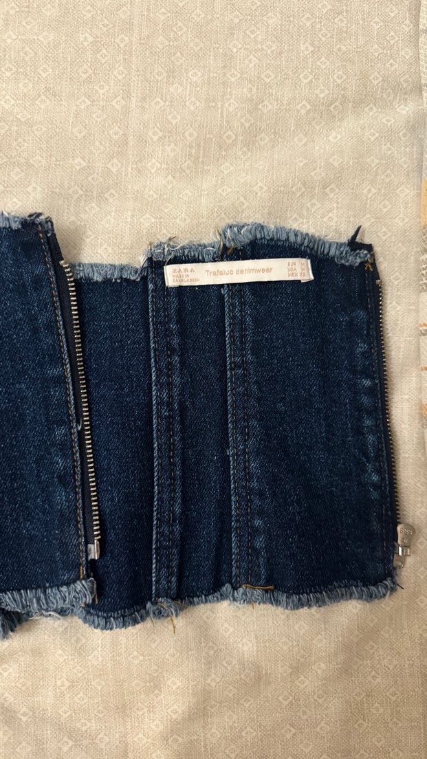 Kadın Lacivert Kemerli Denim Bustiyer - Görsel 4