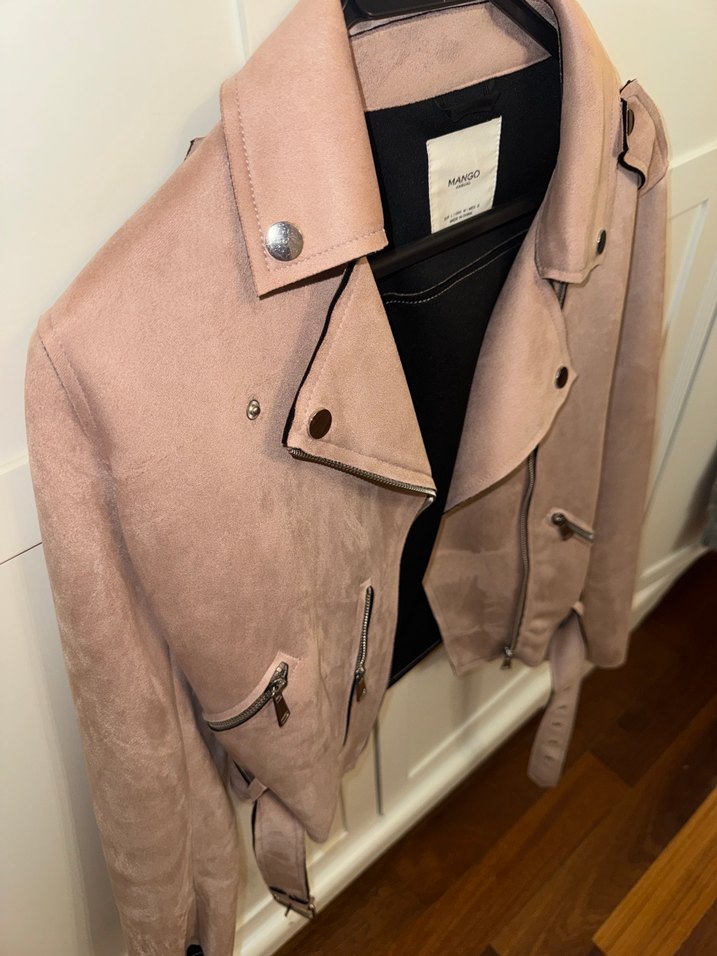 Bej Süet Mini Kadın Deri Ceket - Görsel 4