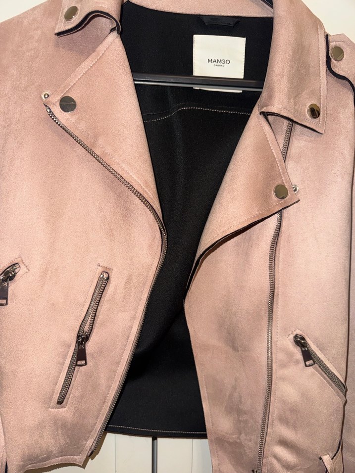 Bej Süet Mini Kadın Deri Ceket - Görsel 2