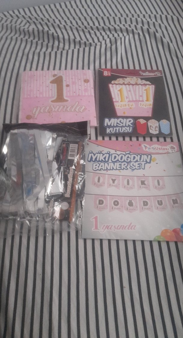 1 Yaşında Pembe Parti seti 3 bir arada - Görsel 2