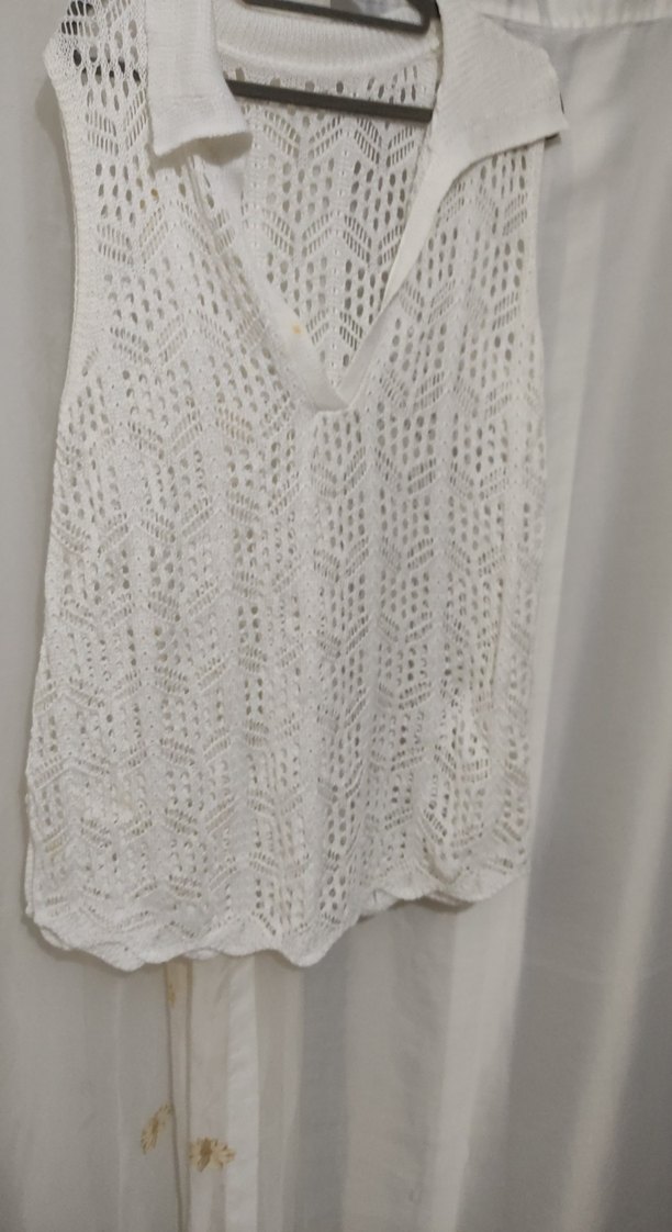 Beyaz V Yaka Bohem Örgü paleyo - Görsel 4