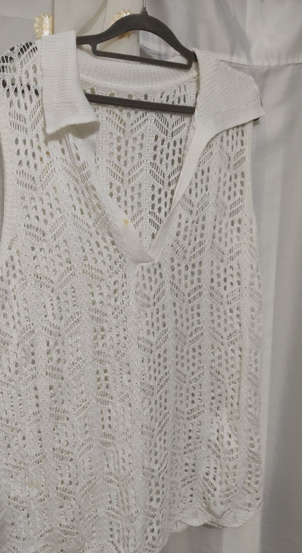 Beyaz V Yaka Bohem Örgü paleyo - Görsel 3