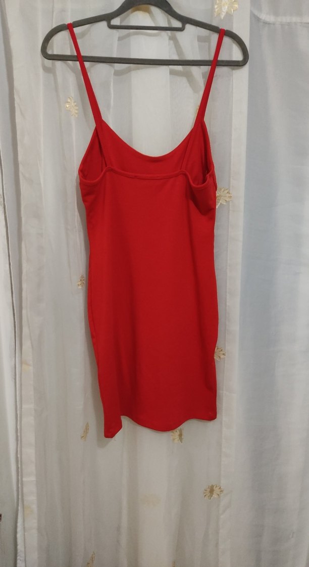 Kırmızı Drapeli Mini Elbise - Görsel 2