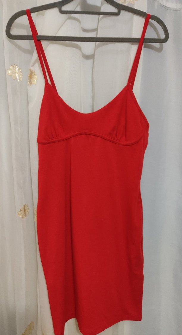 Kırmızı Drapeli Mini Elbise - Görsel 3