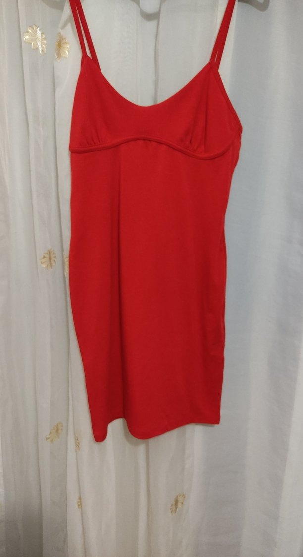 Kırmızı Drapeli Mini Elbise - Görsel 4