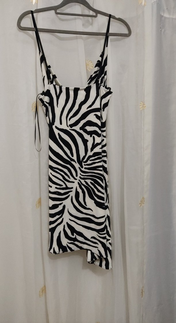 Zebra Desenli Mini Askılı Elbise - Görsel 2