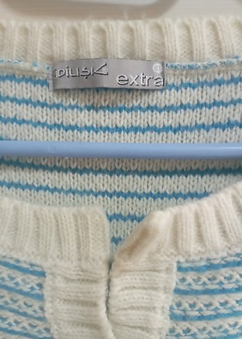 Mavi Kısa Kollu Triko Hırka - Görsel 5
