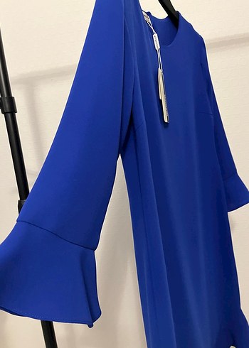 Modailgi Saks Mavi Volanlı Elbise - Görsel 3