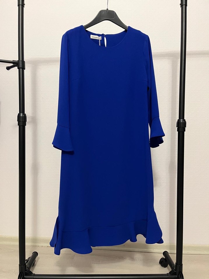 Modailgi Saks Mavi Volanlı Elbise - Görsel 5