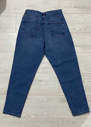 Düğmeli Regular Fit Kadın Mavi Jean - Görsel 3