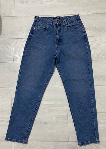 Düğmeli Regular Fit Kadın Mavi Jean - Görsel 2