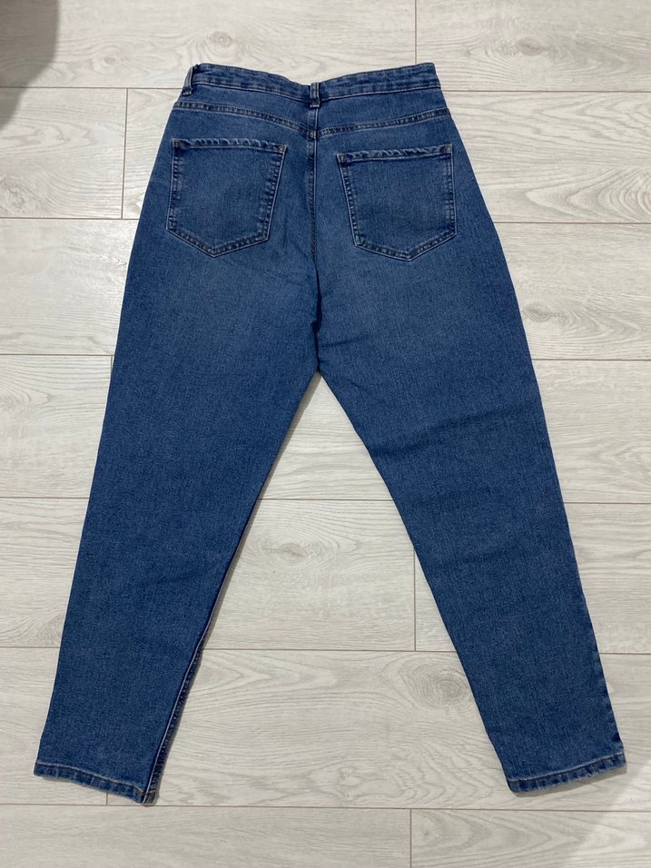 Düğmeli Regular Fit Kadın Mavi Jean - Görsel 3