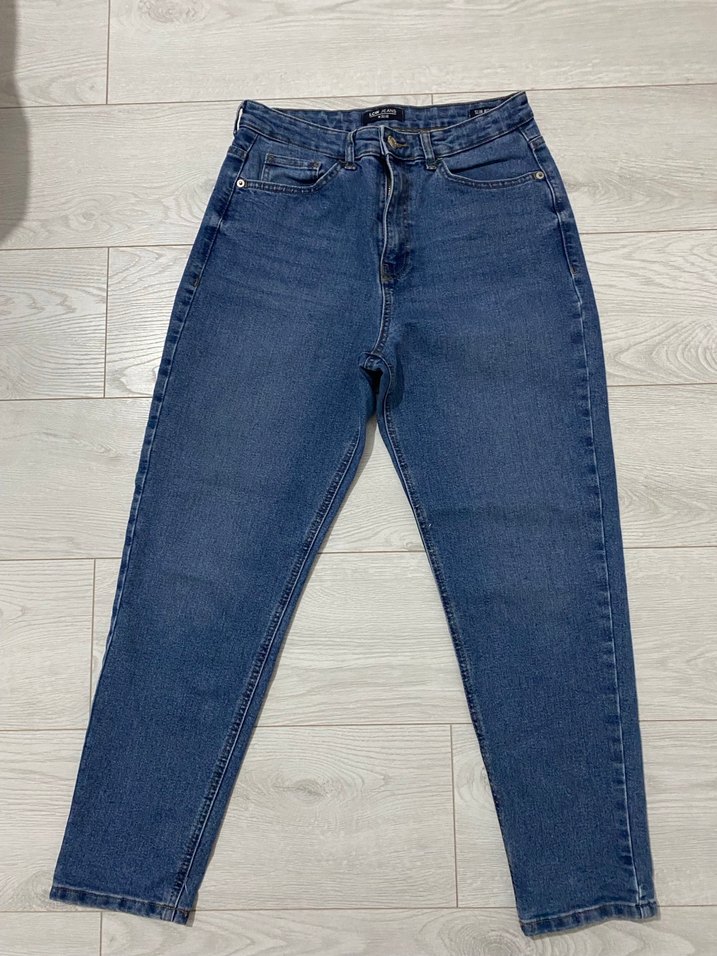 Düğmeli Regular Fit Kadın Mavi Jean - Görsel 2