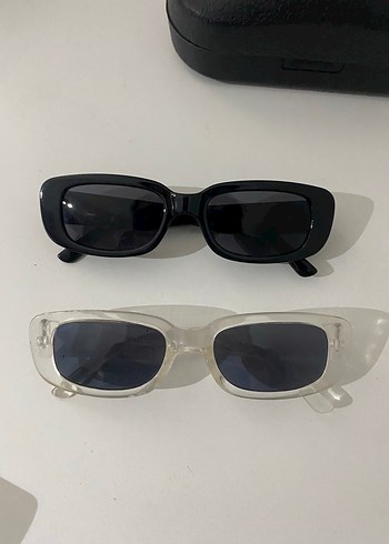 Şeffaf ve Siyah Minimalist Kadın Güneş Gözlüğü - Görsel 3