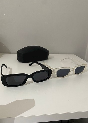 Şeffaf ve Siyah Minimalist Kadın Güneş Gözlüğü - Görsel 2