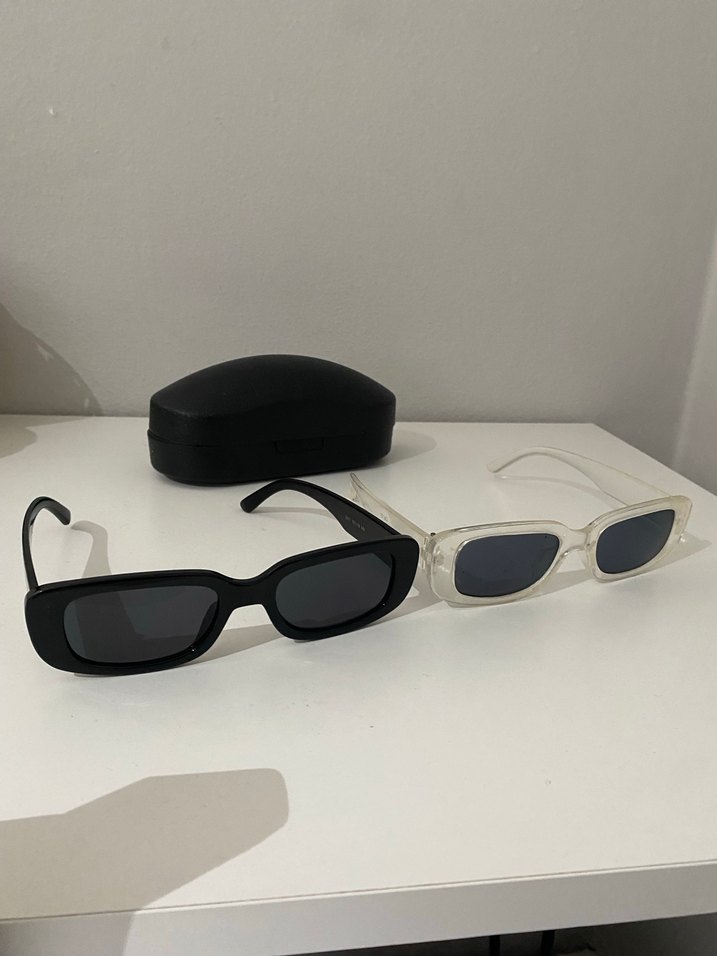 Şeffaf ve Siyah Minimalist Kadın Güneş Gözlüğü - Görsel 2