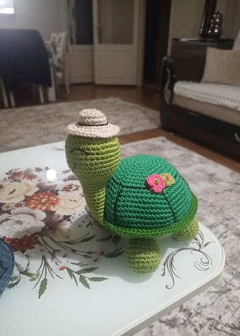 Renkli Yeşil Örgü Kaplumbağa Oyuncak - Görsel 2