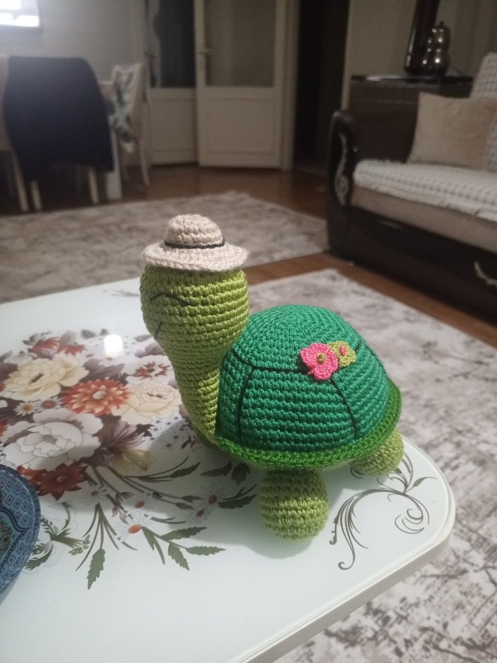 Renkli Yeşil Örgü Kaplumbağa Oyuncak - Görsel 2