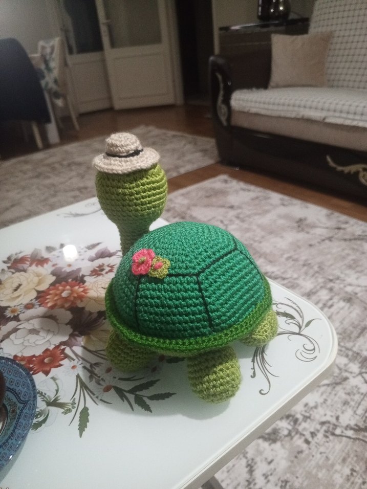Renkli Yeşil Örgü Kaplumbağa Oyuncak - Görsel 3