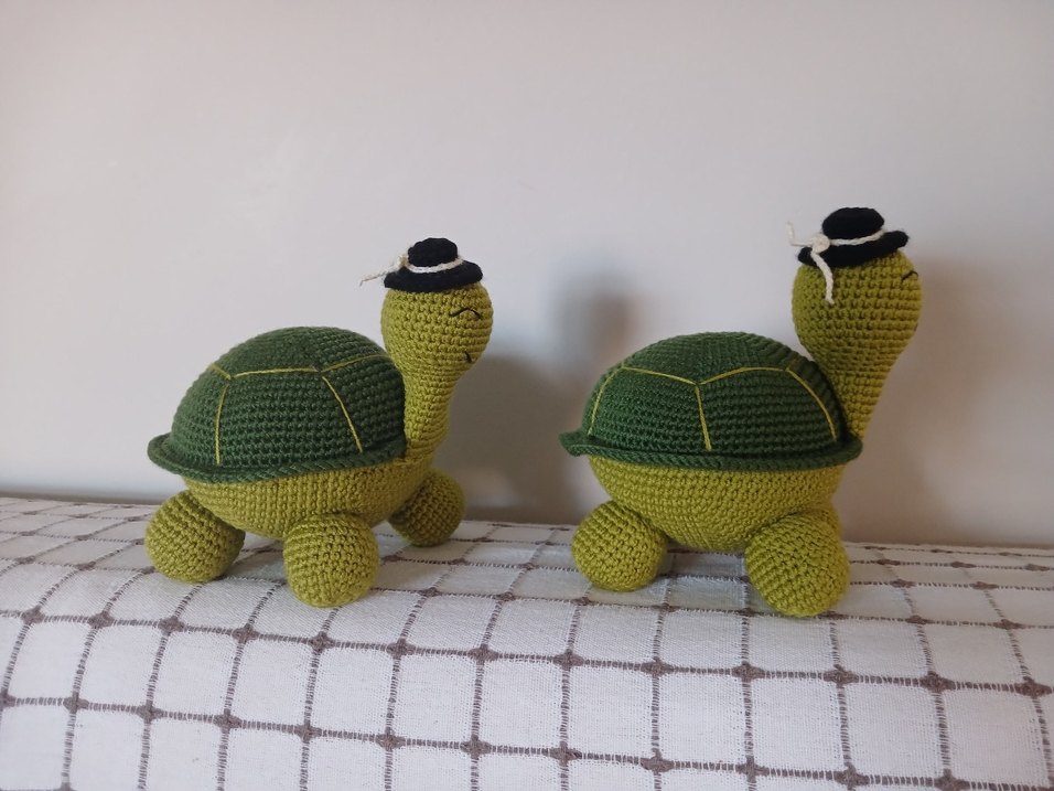 Yeşil Örgü Kaplumbağa Peluş Oyuncak - Görsel 2