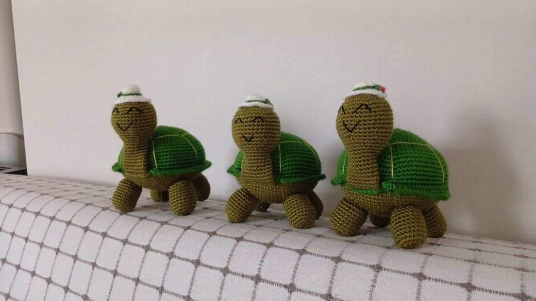 Yeşil Örgü Kaplumbağa Peluş Oyuncak - Görsel 3