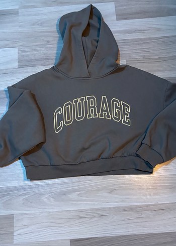 Gri Kapüşonlu Kadın Sweatshirt - Görsel 2