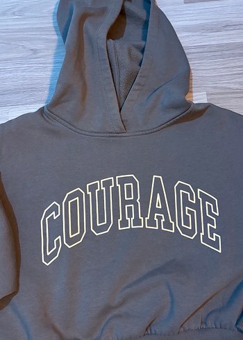 Gri Kapüşonlu Kadın Sweatshirt - Görsel 3