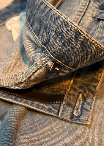 Gri Bol Kesim Kot Pantolon - Görsel 4