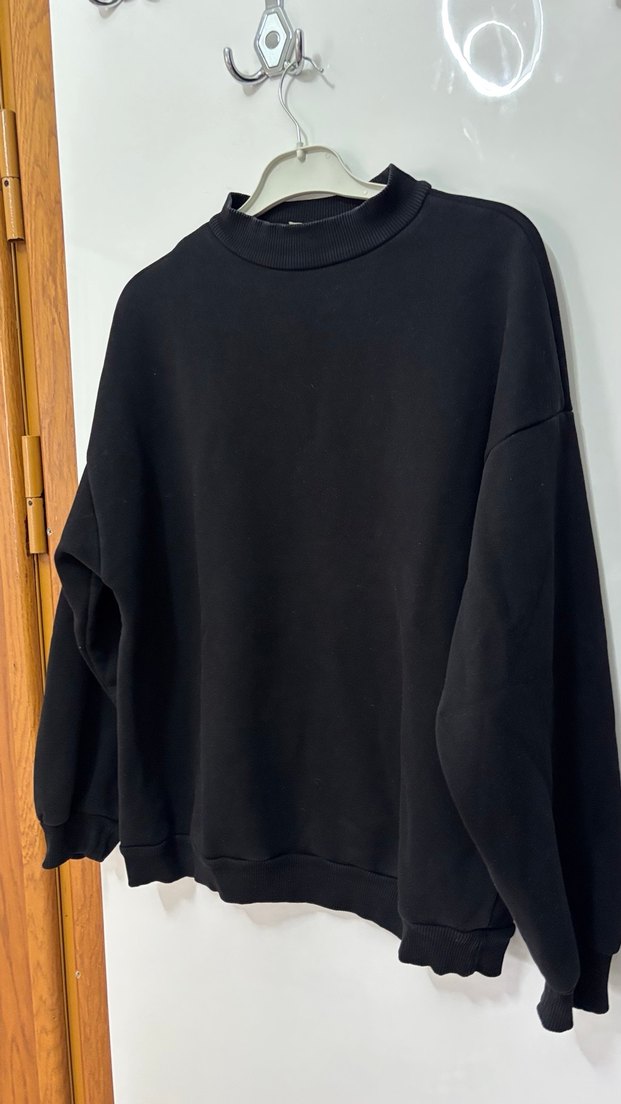 Siyah Oversize Kadın Sweatshirt - Görsel 3