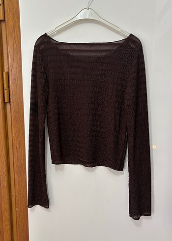 Kadın Kahverengi Triko Uzun Kollu Bluz - Görsel 2