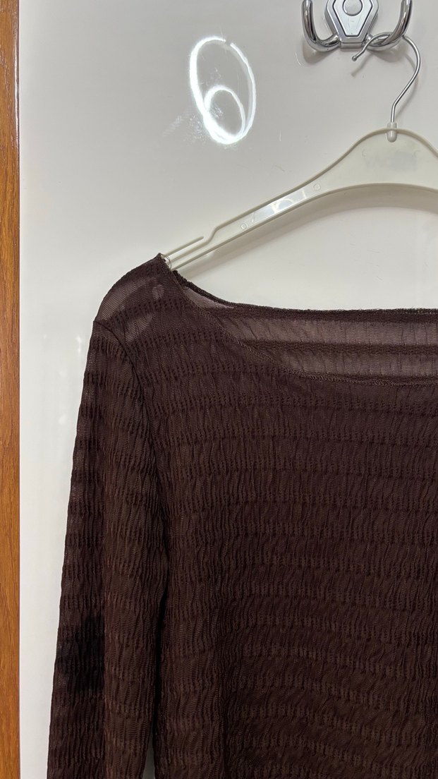 Kadın Kahverengi Triko Uzun Kollu Bluz - Görsel 3