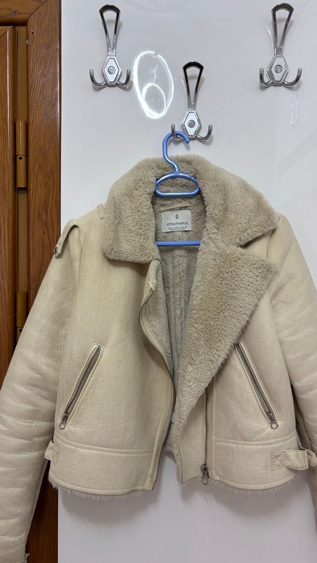 Bej Süet Kürklü Kadın Ceket - Görsel 2