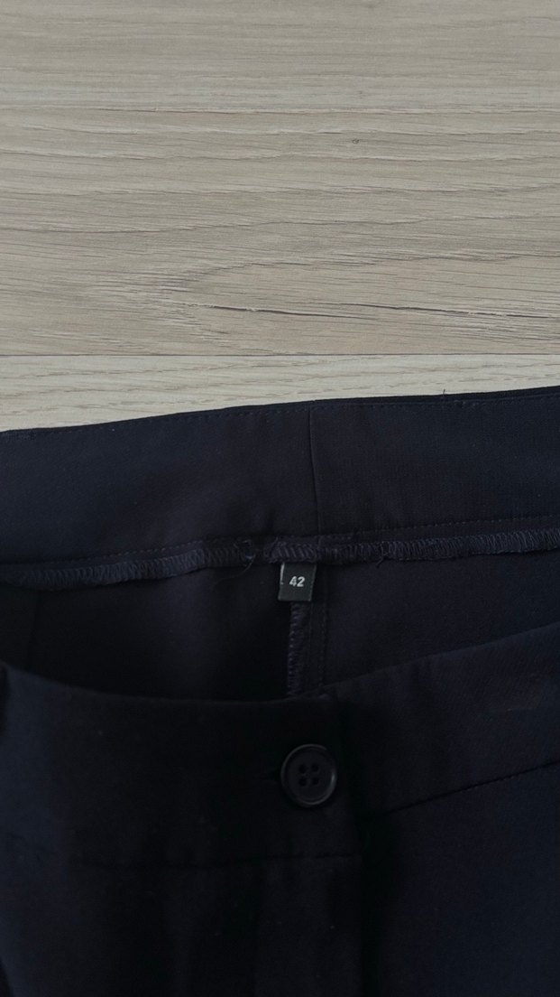 Kadın Lacivert Pilili Kumaş Pantolon - Görsel 3