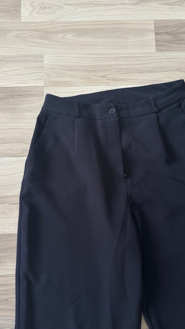 Kadın Lacivert Pilili Kumaş Pantolon - Görsel 4