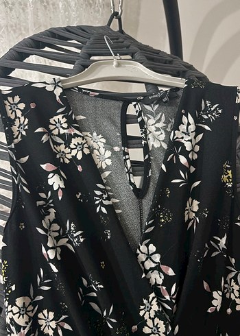 Bohem Siyah Çiçek Desenli Uzun Tulum - Görsel 3