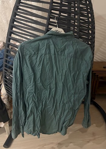 Yeşil Erkek Gömlek, Bol Kesim, Uzun Kollu - Görsel 2