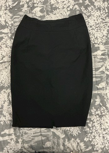 Siyah Midi Kalem Etek Fermuarlı - Görsel 2